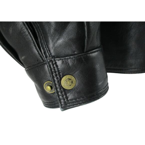 A1 Global Black Genuine Leather Jacket Size L w/ Zip in Liner - Anjum Collection - Picture 5 of 10